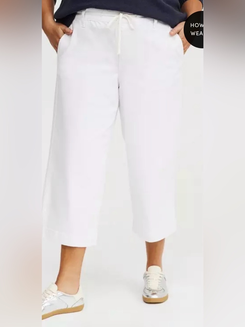 torrid White Wide-Leg Cropped Drawstring Pants